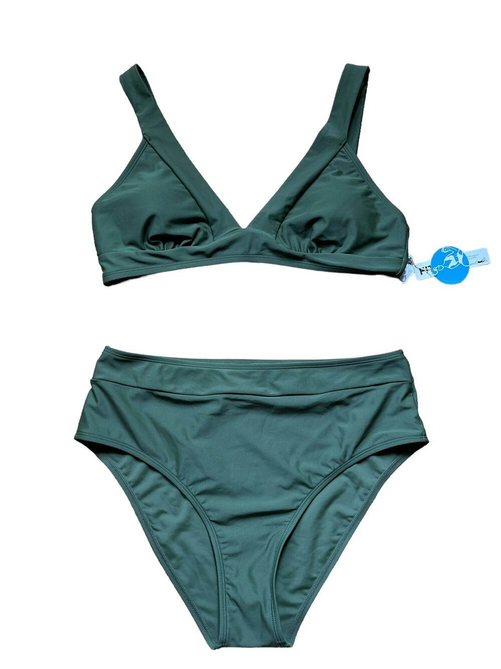 HUNTER GREEN "HIGH WAISTED" 2 PIECE BIKINI-BNWT-SUPER FLATTERING!
